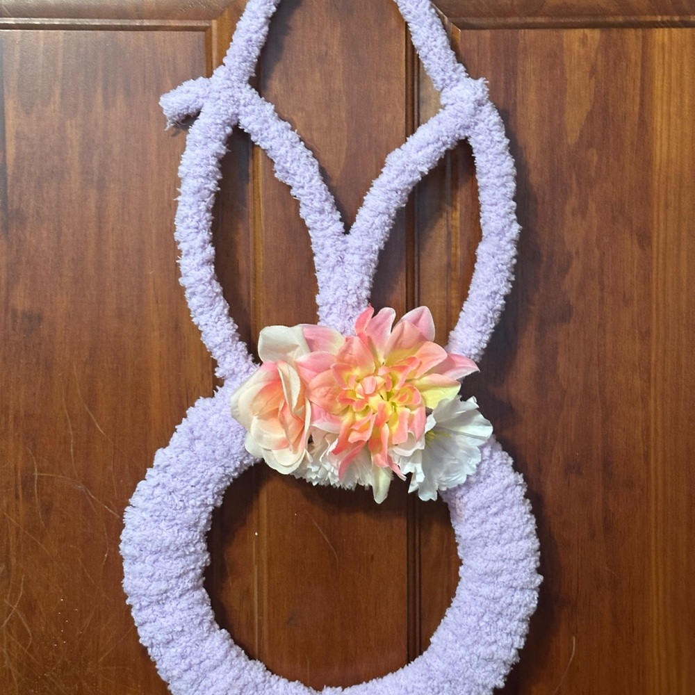 Handmade Purple Bunny Wreath With Flowers - Picture 11 of 16